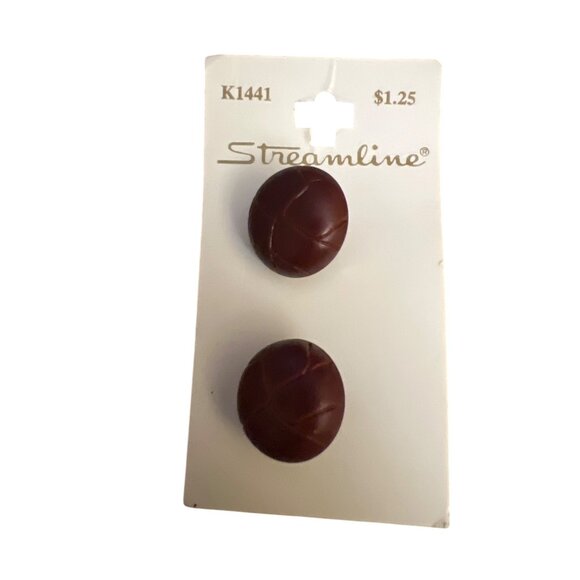 Vintage Streamline K1441 Brown Faux Leather Buttons Size 30 3/4" New on Card - Picture 1 of 4